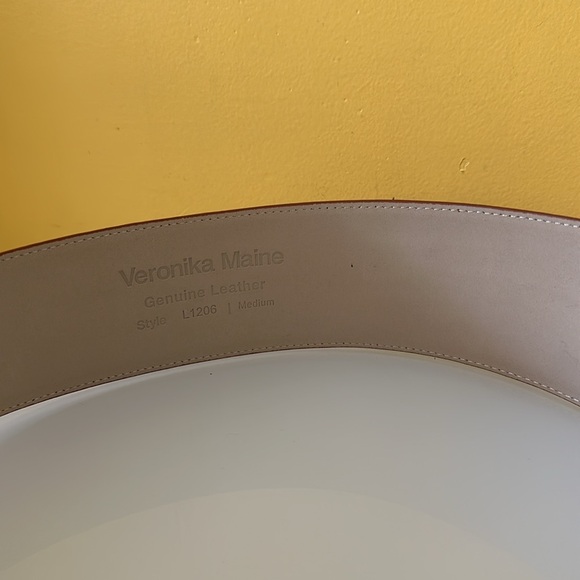 Veronika Maine Brown Leather Wide Belt Size M NEW - Picture 6 of 15